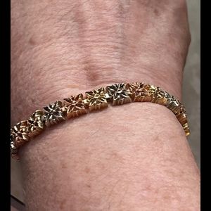 14K Tri Color Solid Gold Heavy Bracelet